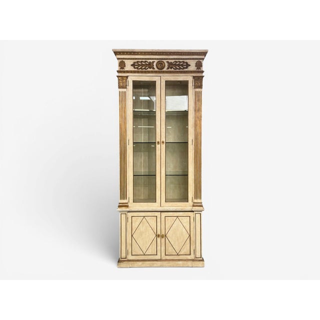 Traditional French Regency, Monumental Bookcases, Cream Painted Wood, Gilt, France, 19th C. For Sale - Image 3 of 18
