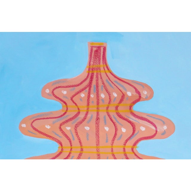 2025, Pink and Blue Trophies, Modern Still Life Vessels, Acrylic Paint and Gouache Crayon on Watercolor Paper - Set of 2 For Sale - Image 9 of 9
