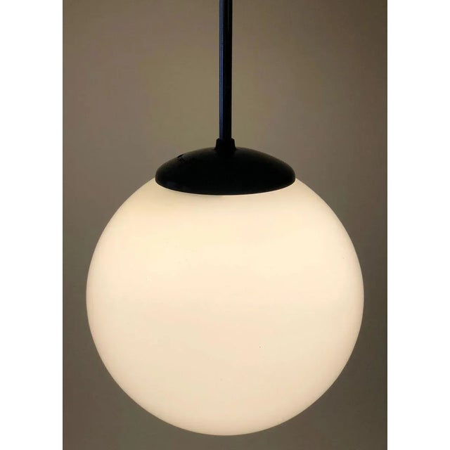 Pendant Light with Round Opaline Glass Shade and Bakelite Elements, 1930s For Sale - Image 6 of 8