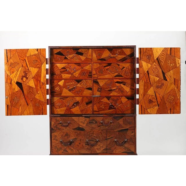 Japanese Rare Japanese Export Marquetry Cabinet With Drawers on Stand For Sale - Image 3 of 10
