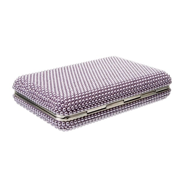 2020s Judith Leiber Slim Slide Lavender Pearl Crystal Evening Shoulder Bag Minaudiere For Sale - Image 9 of 13