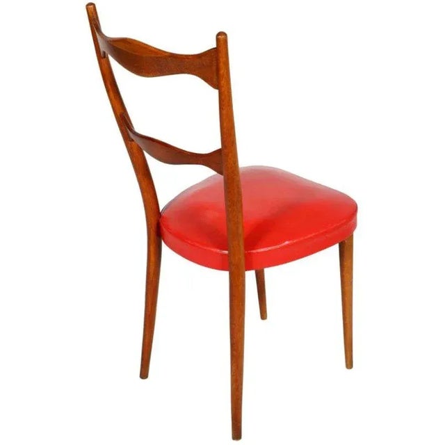 Set of Leather Side Chairs with Spring Seats, 1940s For Sale - Image 3 of 8