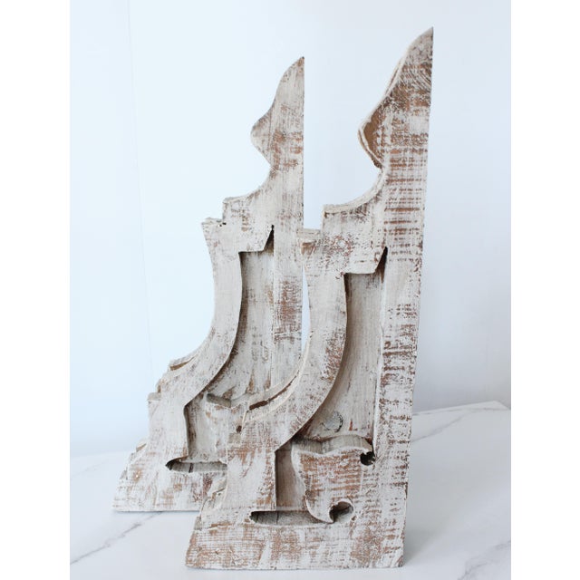 Pair of French style carved weathered white Distressed Corbel's with desirable time-worn character throughout. Want to...