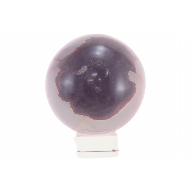 1970s Carved Natural Agate 3” Sphere. (A W/ Lines) For Sale - Image 5 of 5