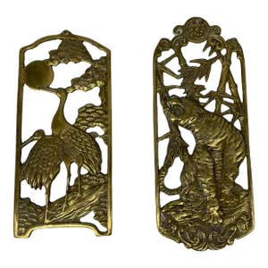 Mid Century Asian Wall Plaques - a Pair
