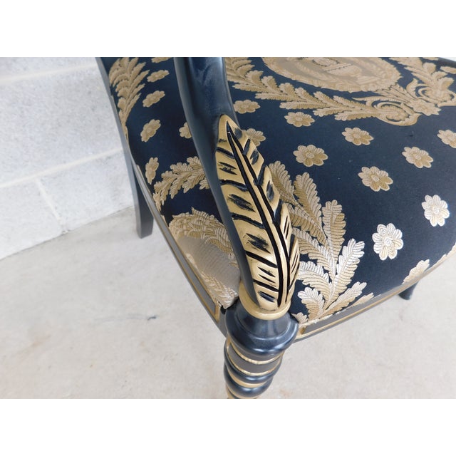 Hancock & Moore Regency Black Lacquer and Gilt Gold Accented Arm Chair For Sale In Philadelphia - Image 6 of 13