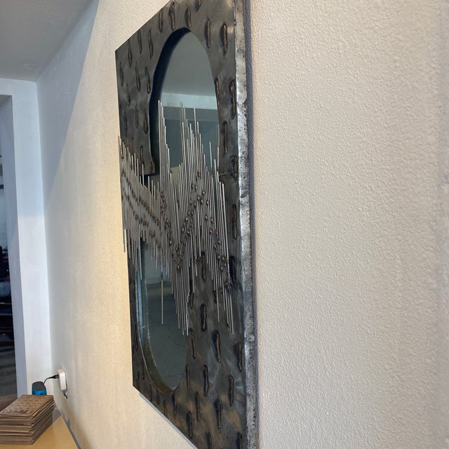 Mid 20th Century Brutalist Wall Mirror For Sale - Image 9 of 9