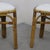 1970s Pair of 1970s Italian Rattan and Bamboo Stools With White Boucle Upholstery For Sale - Image 5 of 9