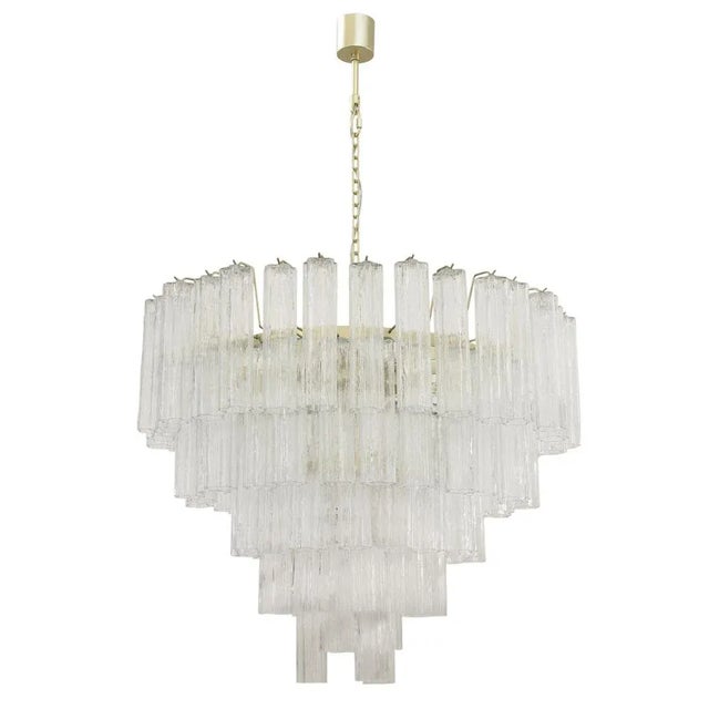 Large Murano Glass Crystal Tronchi Suspension Chandelier, Italy, 1990s For Sale - Image 13 of 13
