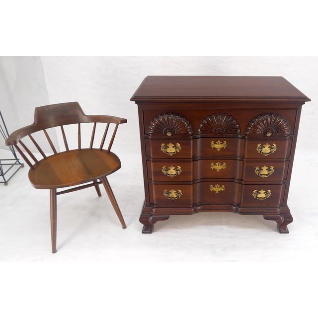 Brown Mahogany Chippendale Style 4 Drawer Bracket Feet Bachelor Chest Dresser MINT For Sale - Image 8 of 14