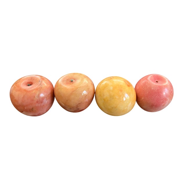 Bunny Williams Home Vintage Italian Alabaster Marble Fruit – Hand-Carved Stone Apples, Set of 4 For Sale - Image 4 of 7