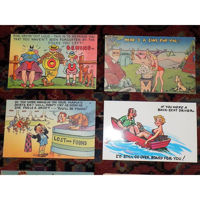 Early to mid 20th century Americana! This set of vintage U.S. color lithograph greeting cards/postcards depict humorous...