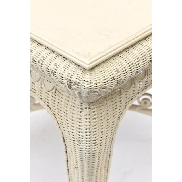 Victorian Wicker Square Table with Cabriole Birdcage Legs For Sale - Image 4 of 10