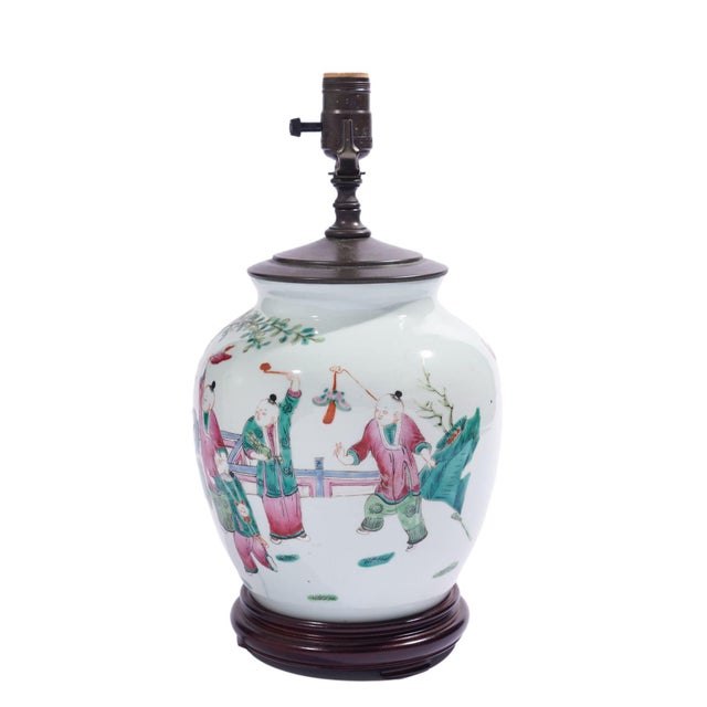 Chinese Ginger Jar Lamp in Polychrome Enamels, C. 1890-1910 For Sale In Chicago - Image 6 of 7