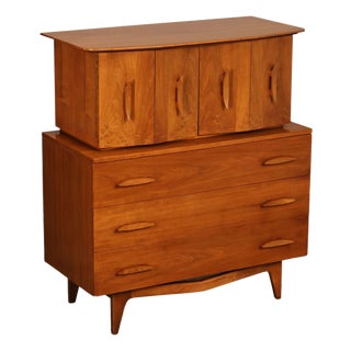 Mid Century Modern Walnut Tall Chest of Drawers For Sale