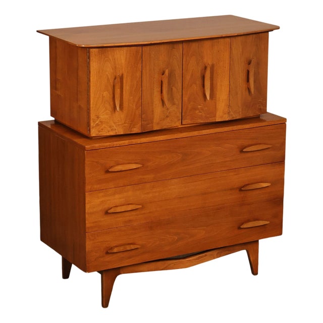 Mid Century Modern Walnut Tall Chest of Drawers For Sale