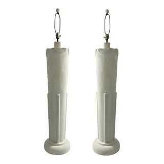 1980s Postmodern Plaster Art Deco Revival Floor Lamps- a Pair For Sale