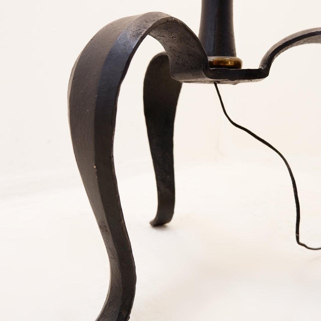 Tripod Floor Lamp in Wrought Iron and Brass with Bamboo-Style Stem For Sale - Image 12 of 16