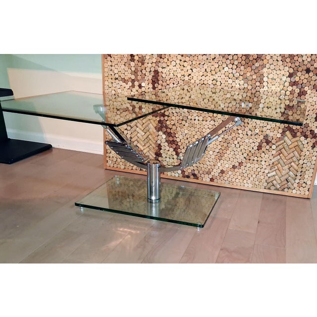 Modern Experience Motion in Design With This Vintage Italian Mechanical Mod Glass Top Extending 2 Arm Cocktail Table For Sale - Image 3 of 12