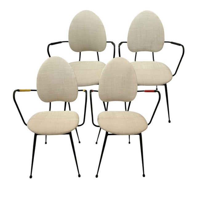 Vintage Metal Chairs by Jacques Hitier, 1950s, Set of 4 For Sale - Image 9 of 9