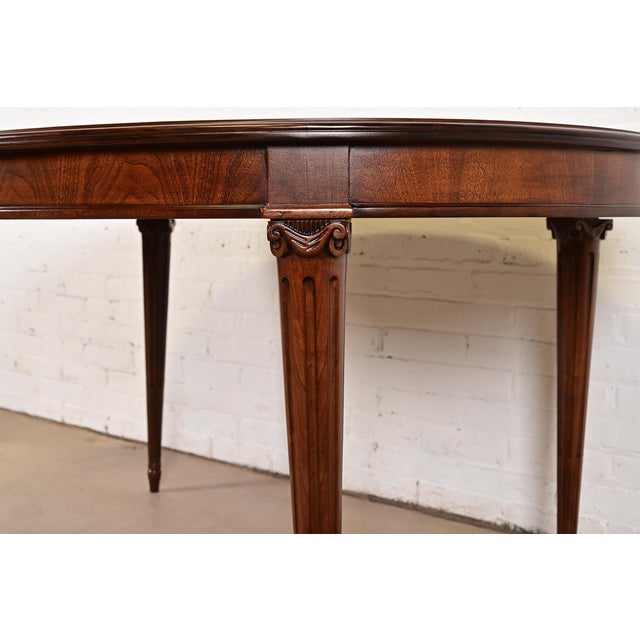 Henredon French Regency Louis XVI Walnut Extension Dining Table, Newly Refinished For Sale - Image 11 of 13