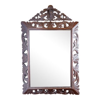 Antique French Oak Mirror For Sale