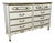 Vintage French Provincial Six-Drawer Dresser in Cream and Gold With Louis XV Details For Sale