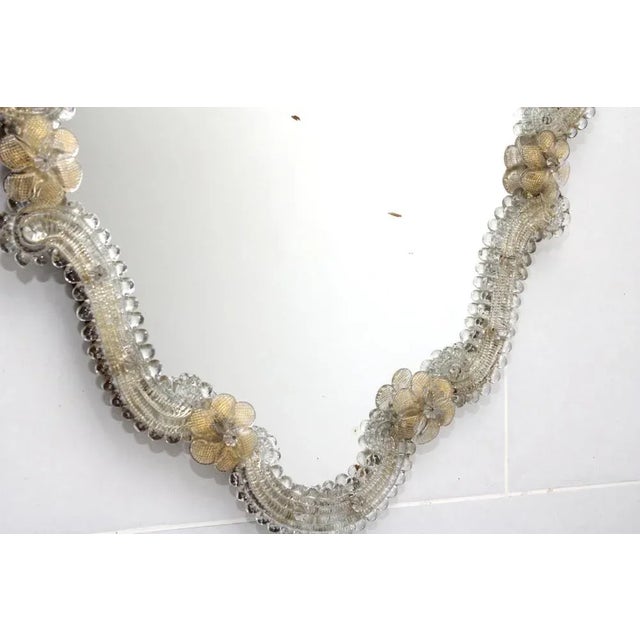 Venetian Murano Glass Wall Mirror, 1950s For Sale - Image 4 of 8