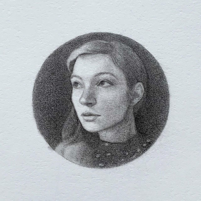 Almost There by Bryanna Marie | Graphite on Bristol Paper Portrait of a woman in a circular frame For Sale - Image 4 of 4