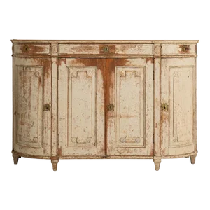 18th C. Swedish Gustavian Period Demilune Buffet in Original Paint