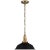 Chapman & Myers for Visual Comfort Signature Layton 14" Pendant in Antique-Burnished Brass with Matte Black Shade For Sale