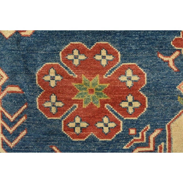 Blue Kazak Rug 8’11” X 12’1” Blue Wool Tribal Hand-Knotted Oriental Carpet For Sale - Image 8 of 12