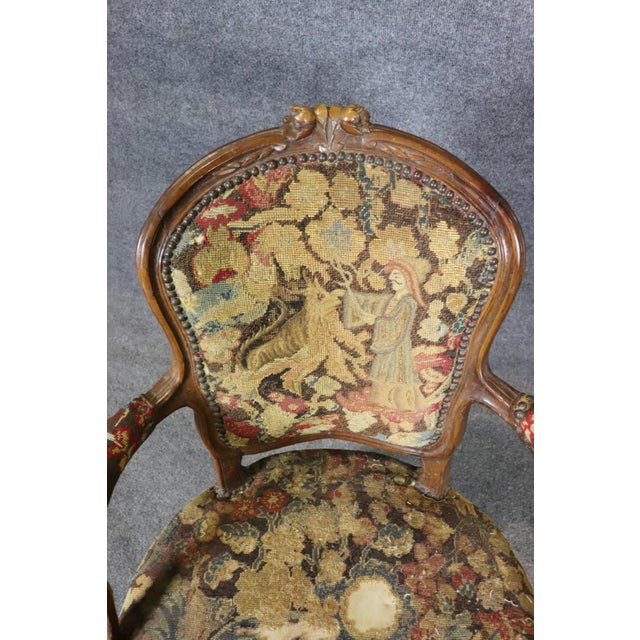 Set 4 Antique Fantastic Louis XV Style Needle Point Side Chairs For Sale - Image 15 of 16