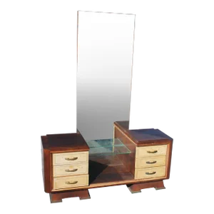 C1930's French Art Deco Parchment Goat Skin 6 Drawer Glamorous Ladies Vanity
