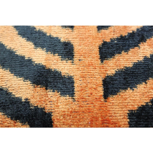 Textile Contemporary Tiger Print Silk Velvet Handmade Pillow For Sale - Image 7 of 11