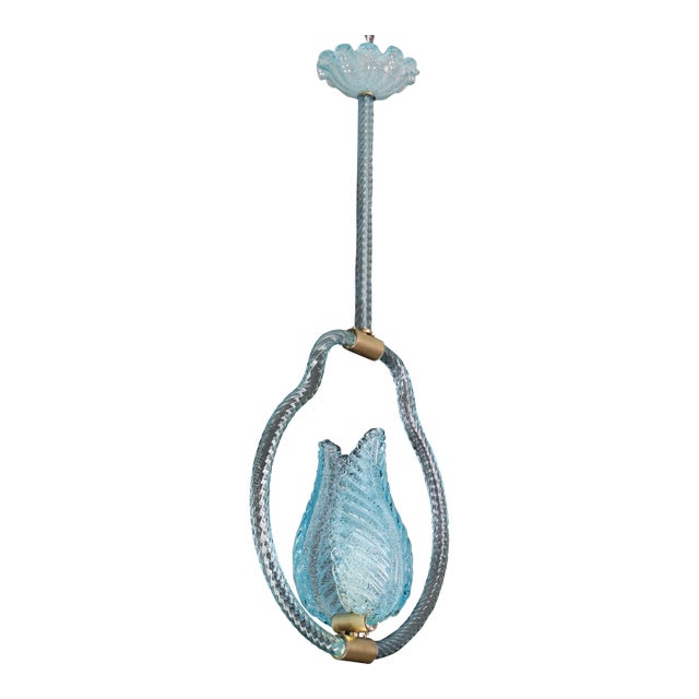 1950s Light Blu Murano Glass Chandelier by Barovier E Toso For Sale