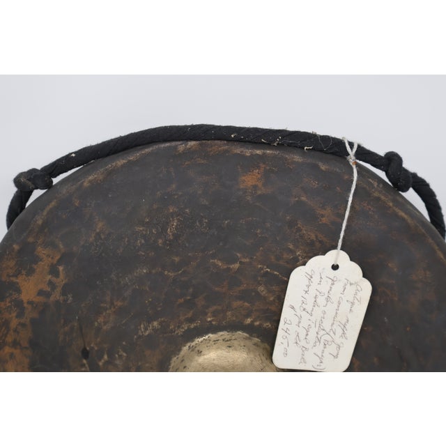 Antique 19th Century Balinese Gamelan Gong With Old Padangtegal Dealer Tag and Mallet — 10.5" For Sale - Image 12 of 18