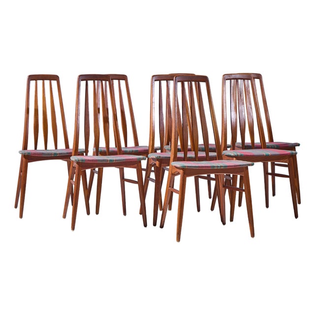 Niels Koefoed Eva Mid Century Danish Teak Dining Chairs - Set of 8 For Sale