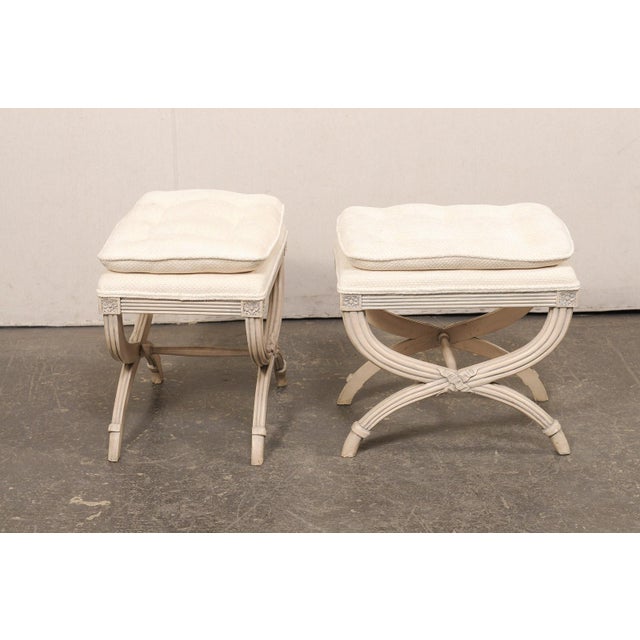 Mid 20th Century French Pair Curule Stools W/ Pillow Top Seat For Sale - Image 11 of 11