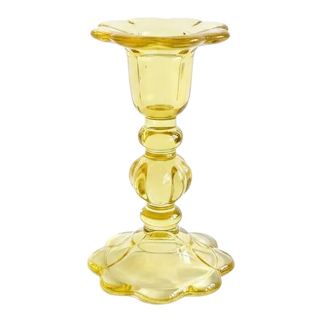 Vintage Italian Yellow Art Glass Candlestick-Franco-Creazioni Esclusive-Taper For Sale