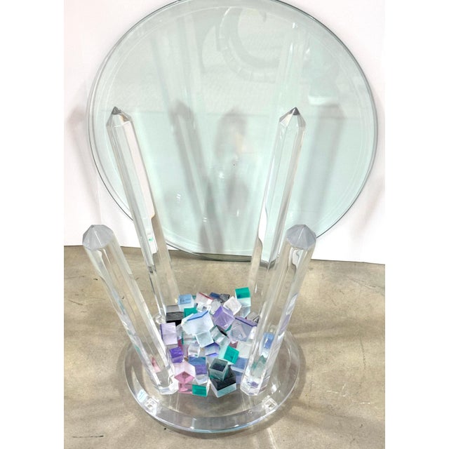 Will Grant Post-Modern Lucite Table with Stacked Color Cubes & Beveled Glass For Sale - Image 4 of 13