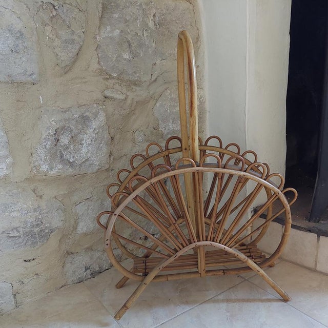 Bamboo Magazine Holder attributed to Franco Albini, 1960s For Sale - Image 6 of 9