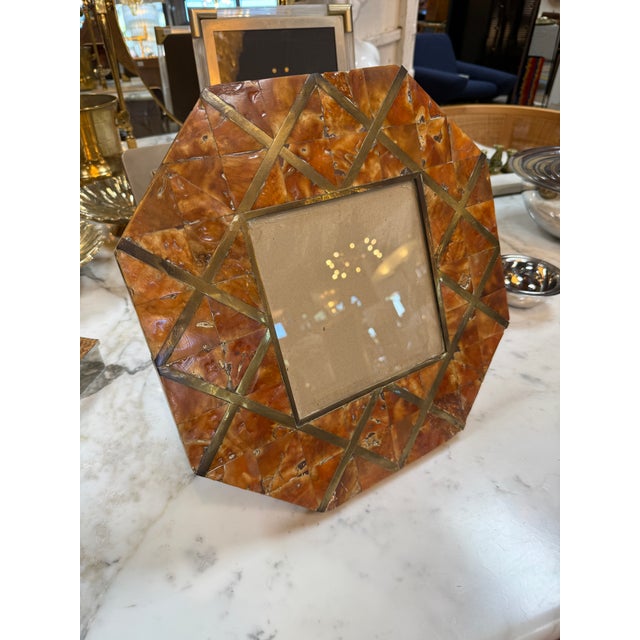 Cornici Amber Shell and Brass Geometric Picture Frame For Sale In Los Angeles - Image 6 of 8