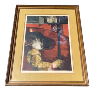 1960s "Matador" Abstract Serigraph Signed Alvar Sunol, Framed