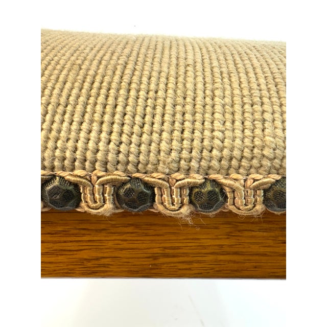 Queen Anne Vintage English Needlepoint Upholstered Footstool With Queen Anne Legs For Sale - Image 3 of 10
