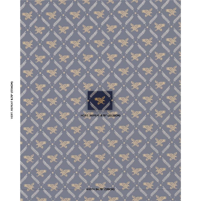 Inspired by a 1960s trellis wallpaper from our archive, Lolaire is an updated lattice design with a hand-drawn eagle motif...