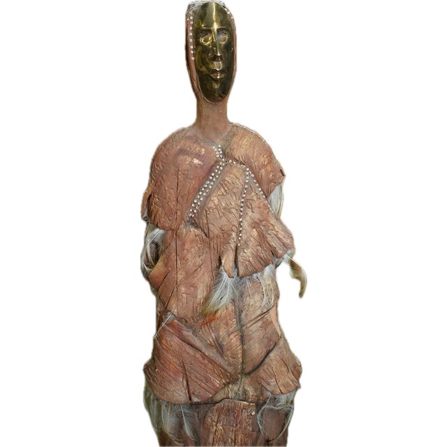 1980s Naida Seibel Ceramic Brass Sculpture Female Figure For Sale - Image 5 of 6