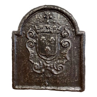 18th Century French Cast Iron Fireback With Royal Coat of Arms For Sale