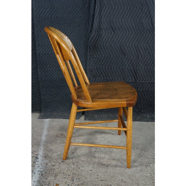 4 Antique American Oak Windsor Bow Back Chairs Saloon Pub Tavern Caboose Seats For Sale - Image 10 of 18