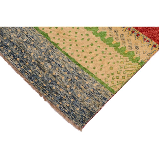 Eclectic Balochi Blue/Red Wool Rug - 3'2''x4'11'' For Sale - Image 4 of 11